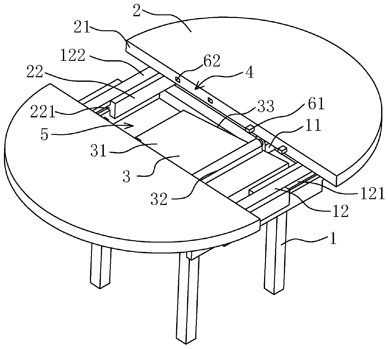 Table top expanding type dinner table