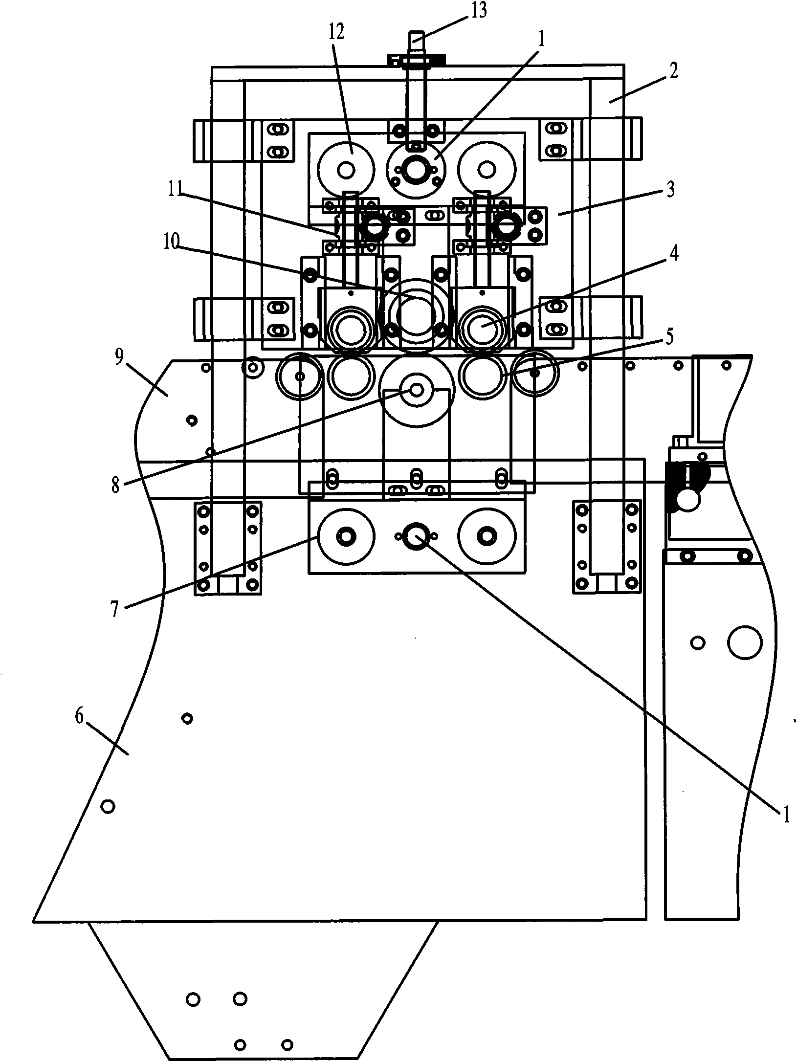 Impressing device for full-automatic corrugated cardboard box gluer