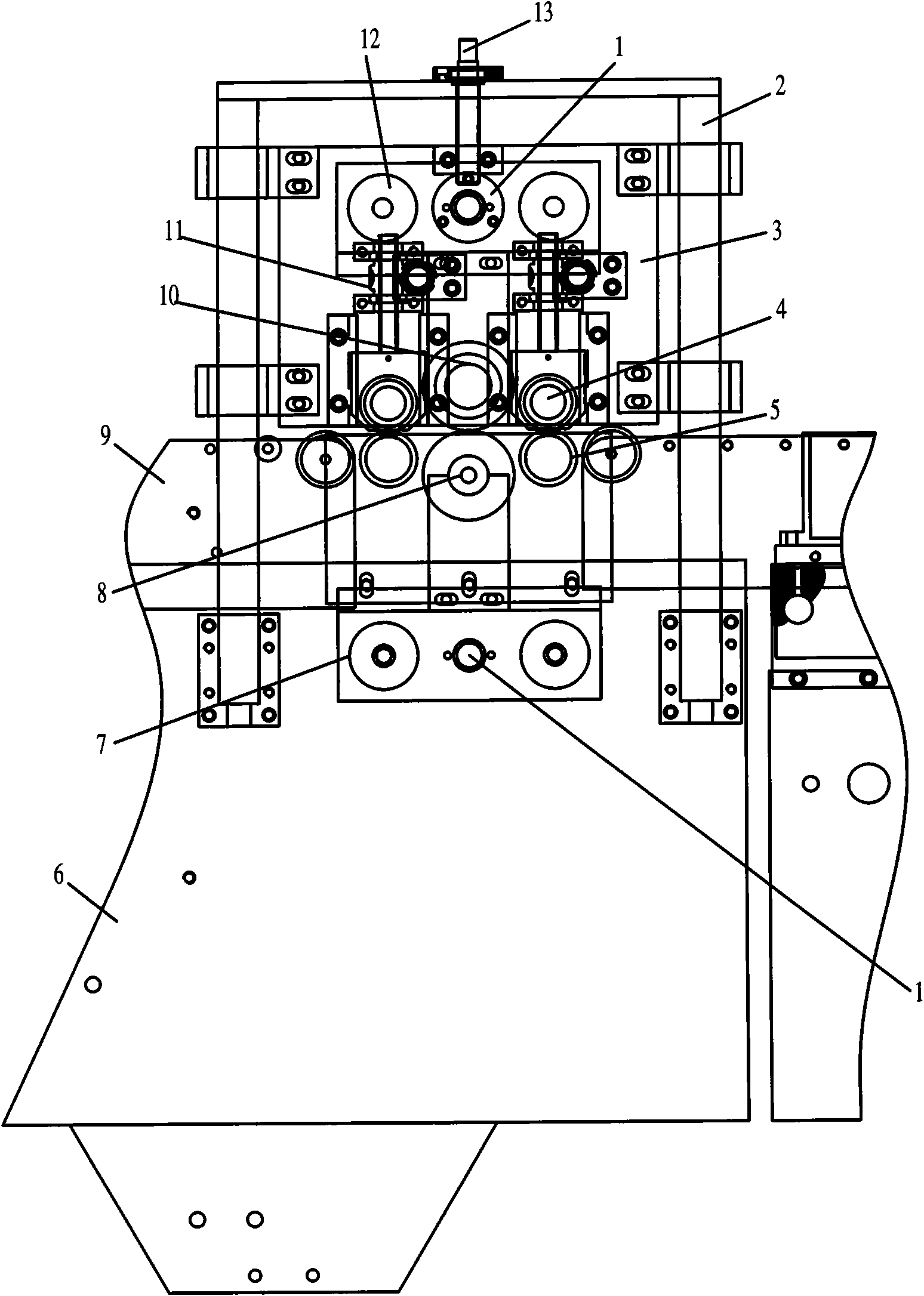 Impressing device for full-automatic corrugated cardboard box gluer