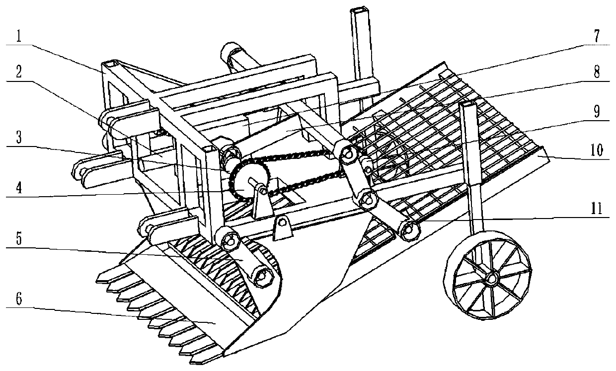 Vibration digging shovel for long-rhizome crops