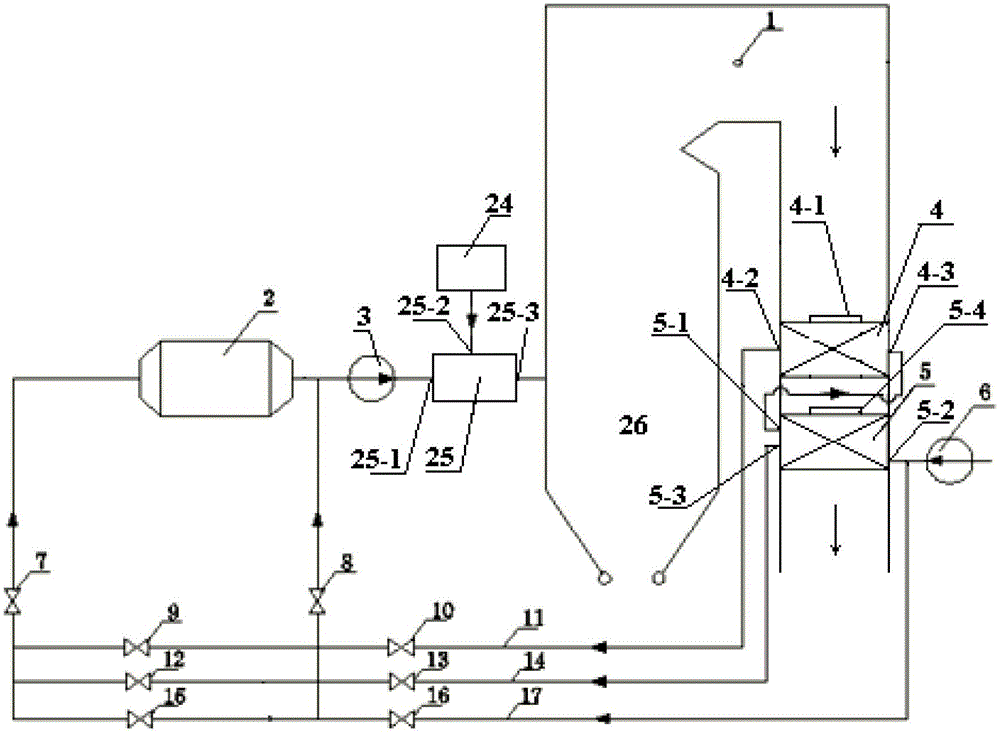 System for improving drying capacity of bin and feeder coal pulverizing system when boiler changes coal types