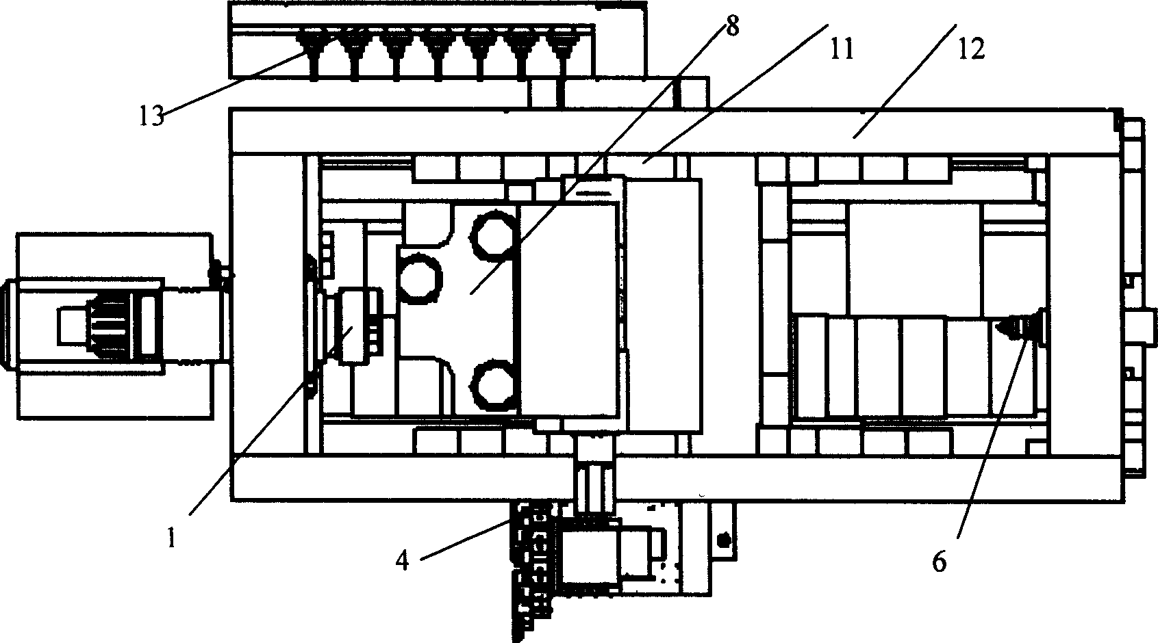 Double gantry horizontal series parallel schematic milling composite digital controlled machine tool