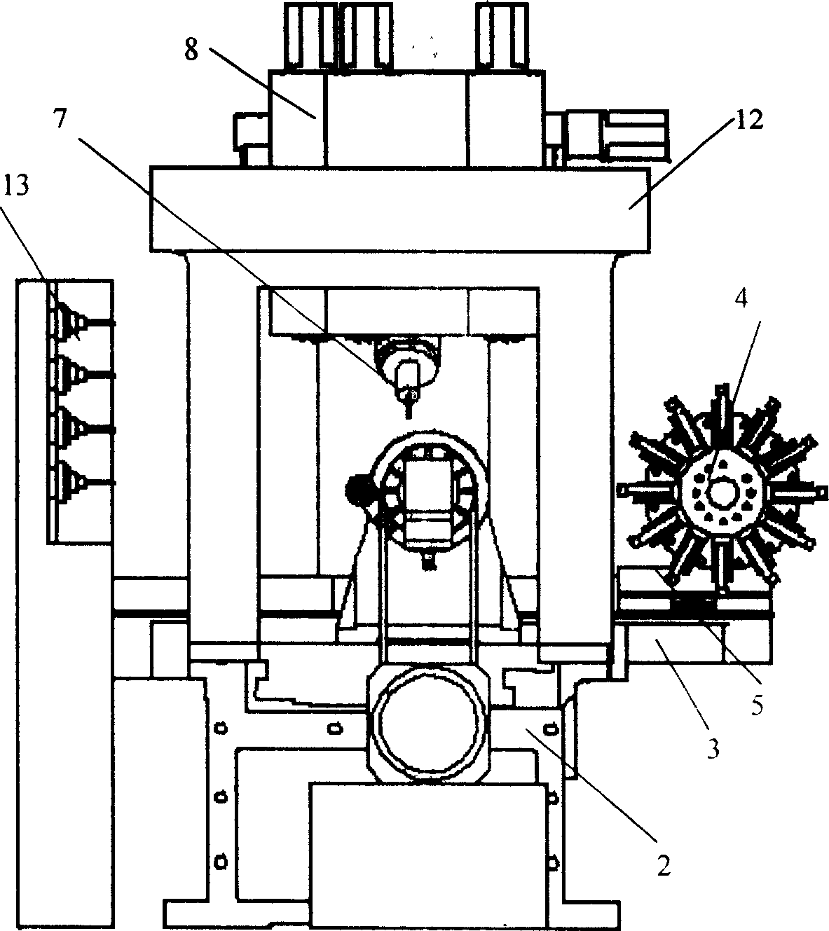 Double gantry horizontal series parallel schematic milling composite digital controlled machine tool