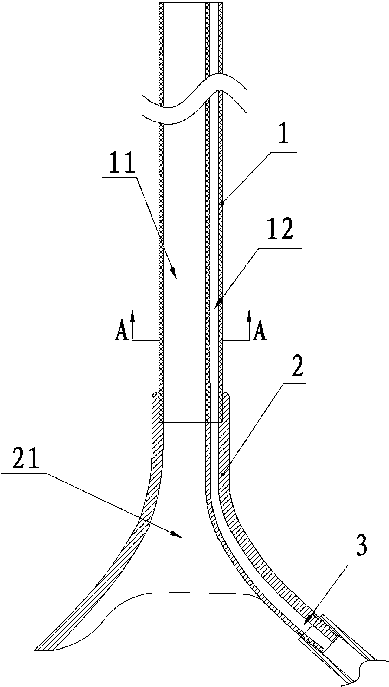 Double-cavity work sheath of flexible ureteroscope