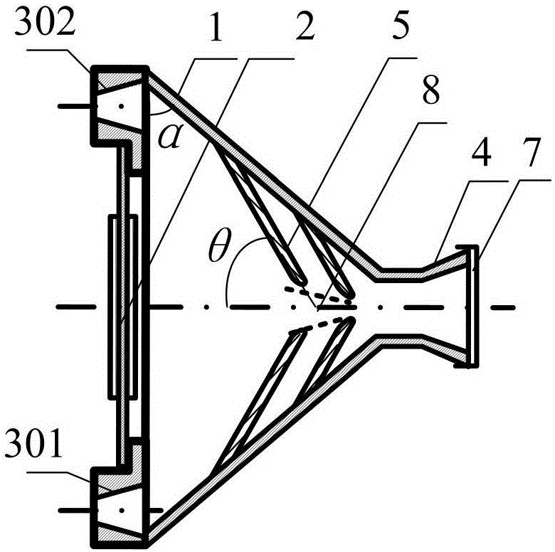 Funnel-shaped valveless piezoelectric pump