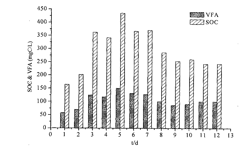 Two grade alkaline hydrolysis and acidification device for processing residual activated sludge