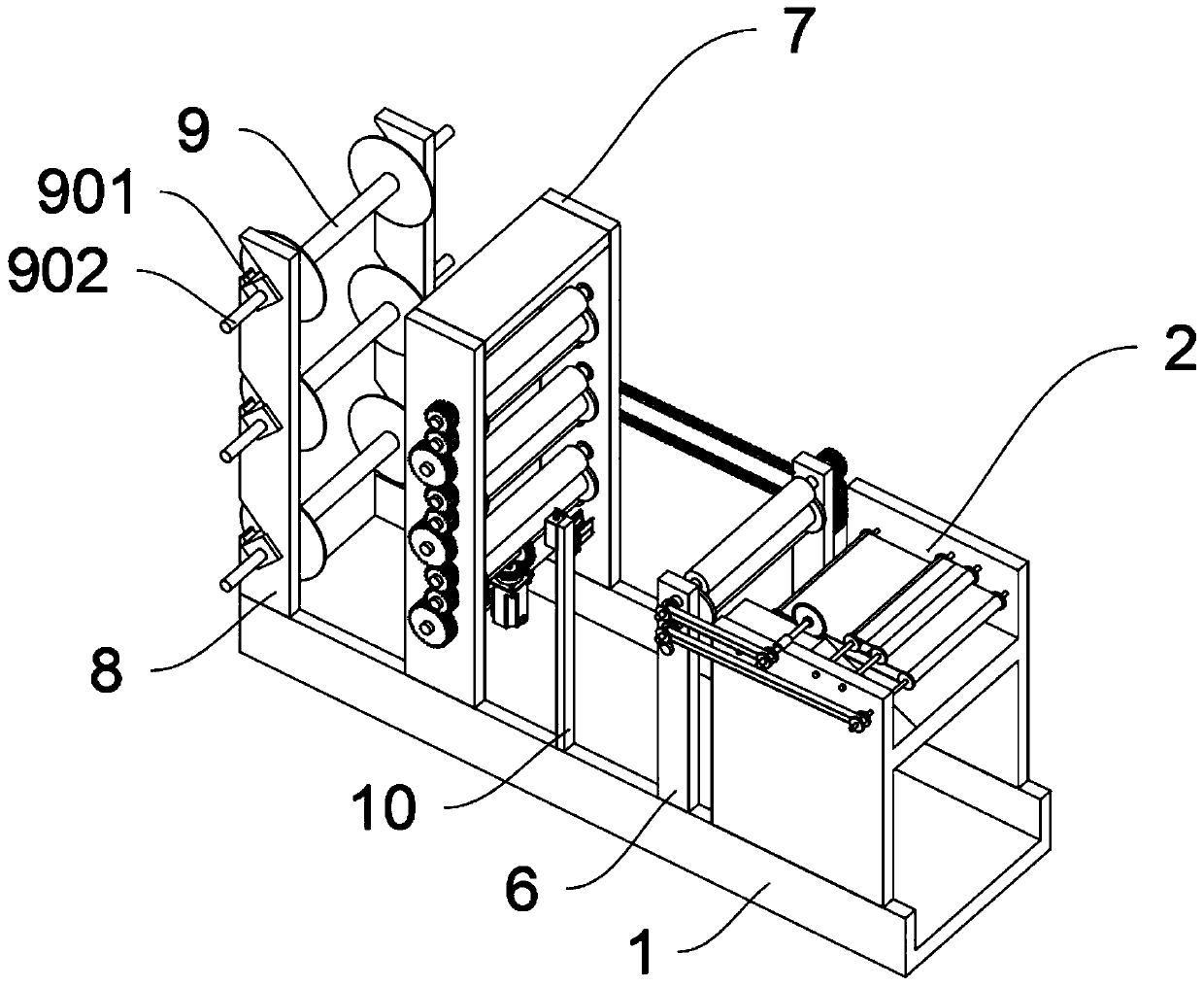 Roll type multilayer paper manufacturing device based on paper pulp processing