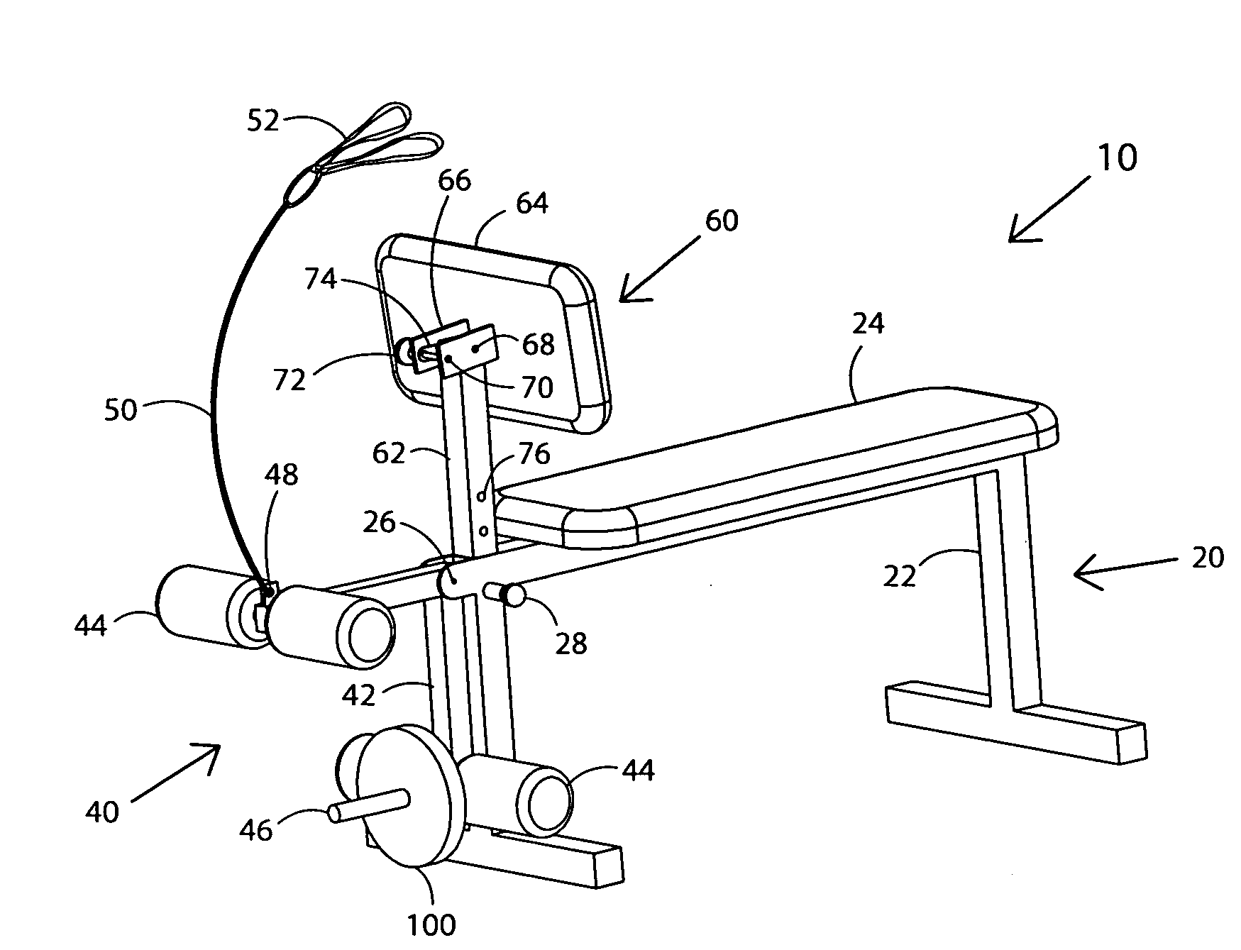 Flip pad with leg developer exercise machine