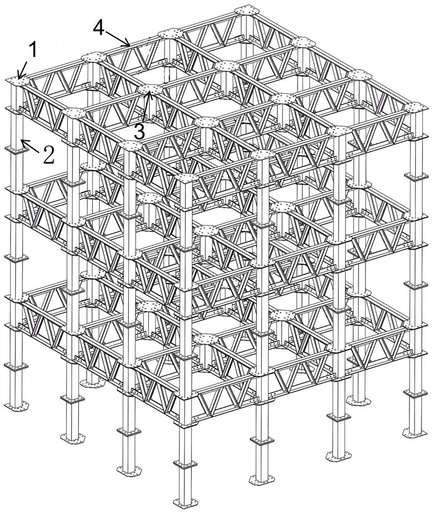 Fabricated truss girder steel beam tube structure system adopting full bolt connection