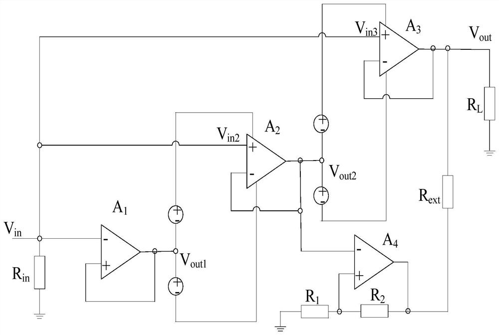 Broadband shunt with gain buffer and adjusting method