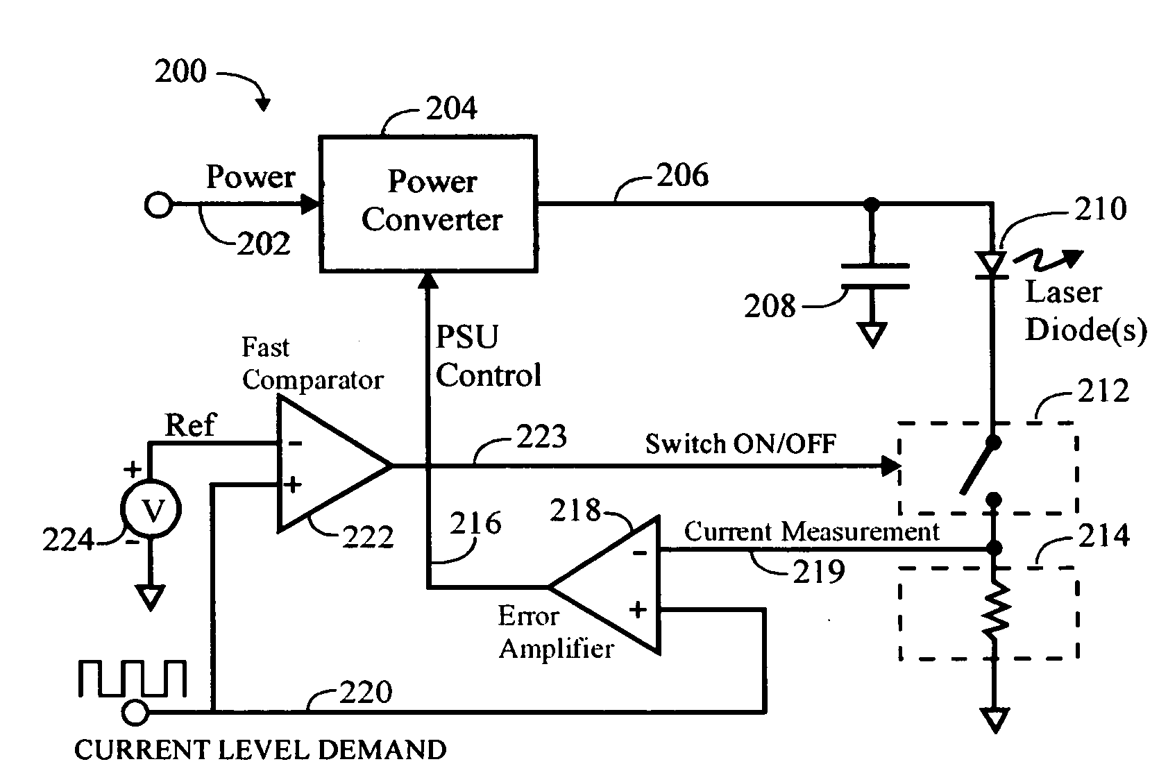 Efficient fast pulsed laser or light-emitting diode driver