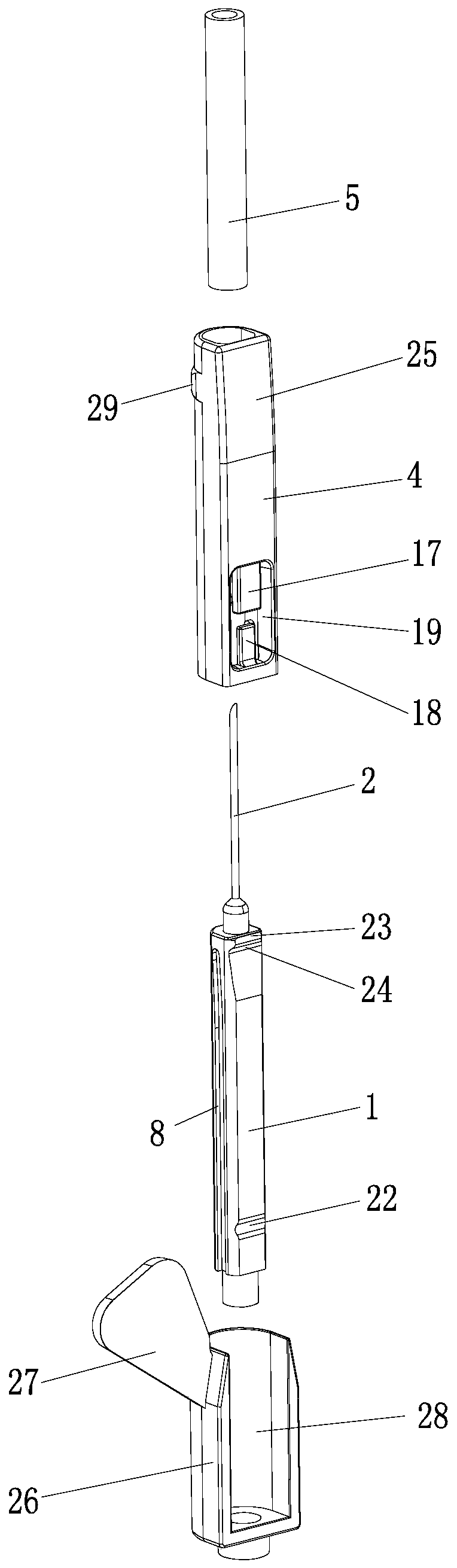 Blood taking needle preventing secondary needling