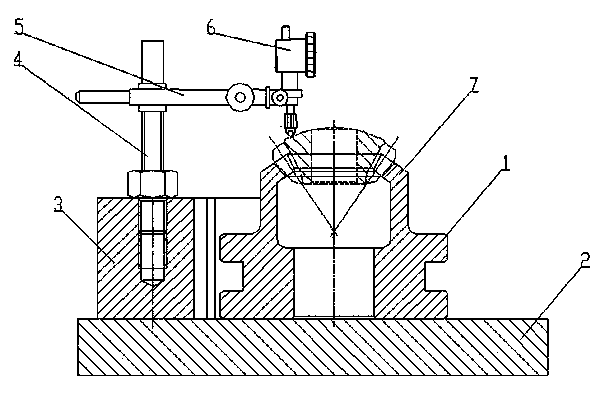 Automobile differential planet bevel gear spherical surface height detection gauge