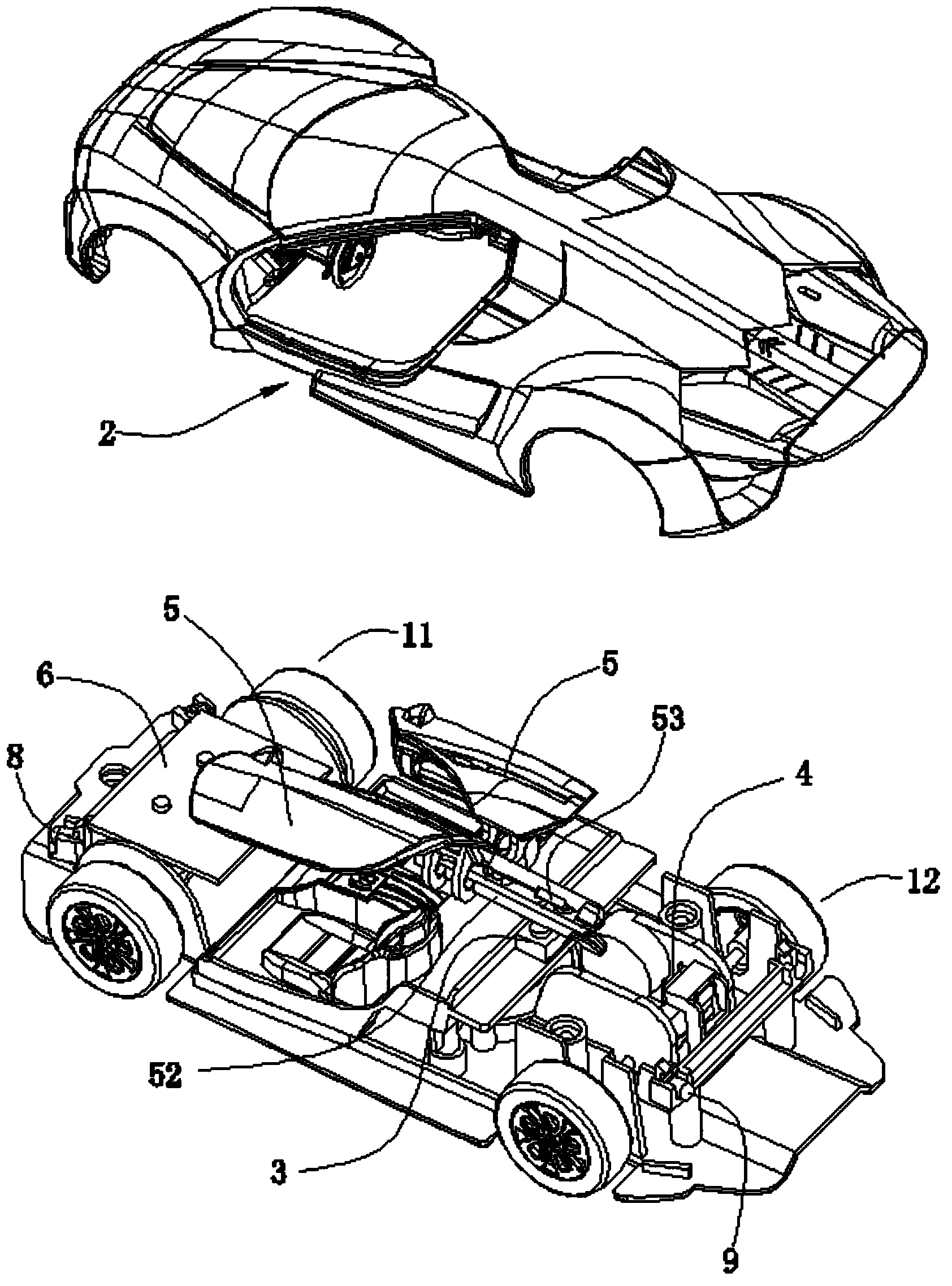 Toy car capable of making sound and illuminating