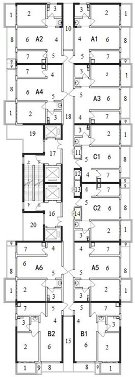 Corridor-style small-family residential building design method, the building and business format conversion method