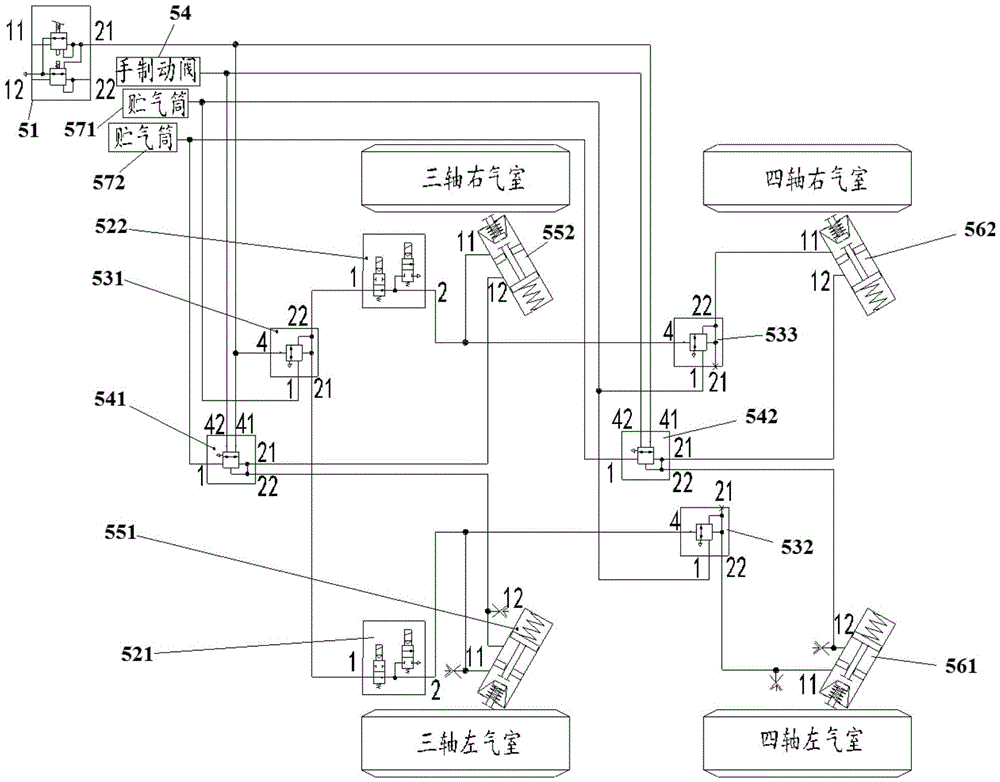 Engineering vehicle chassis brake control system and crane