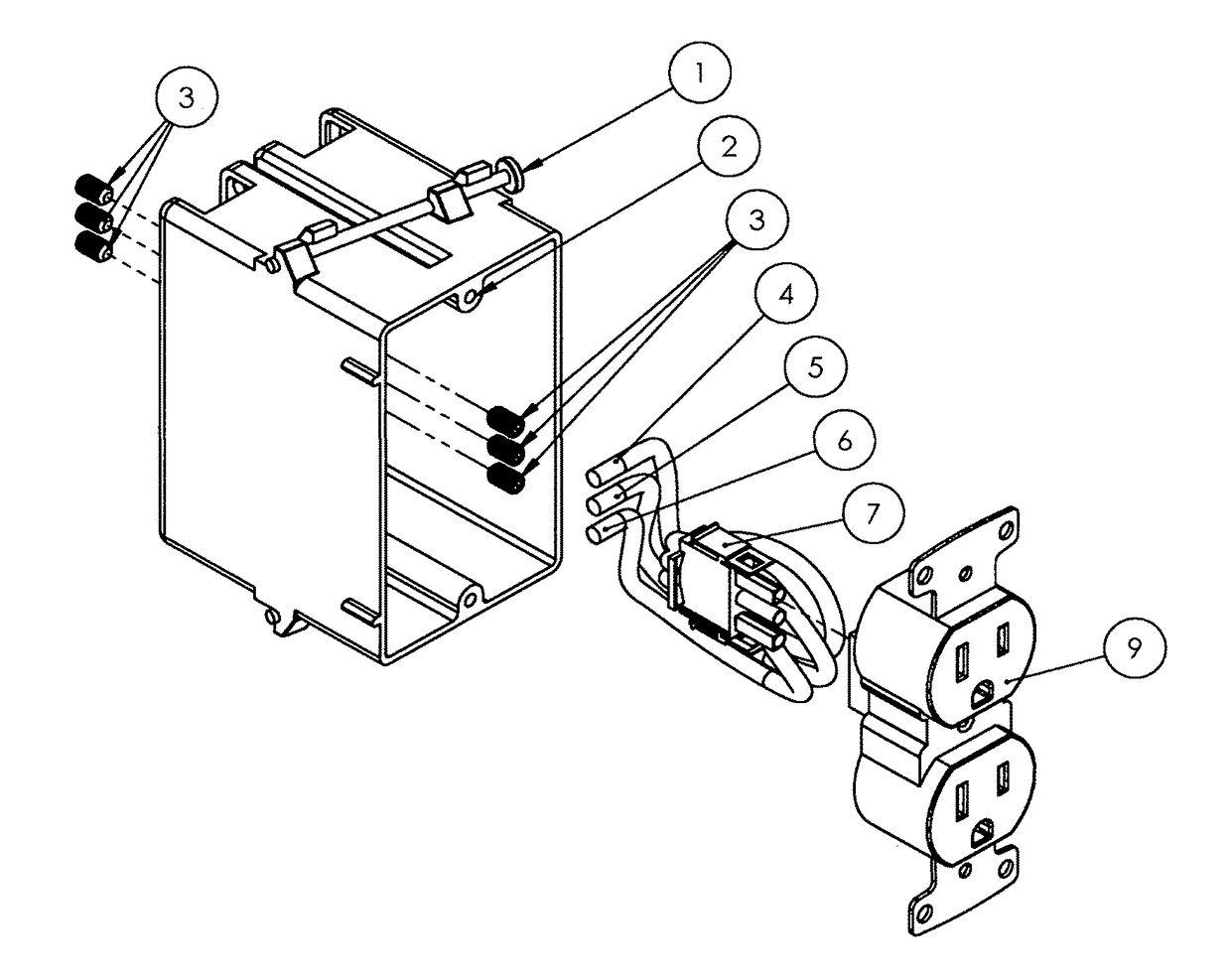 Electrical box, electrical switch and electrical plug-in mechanism