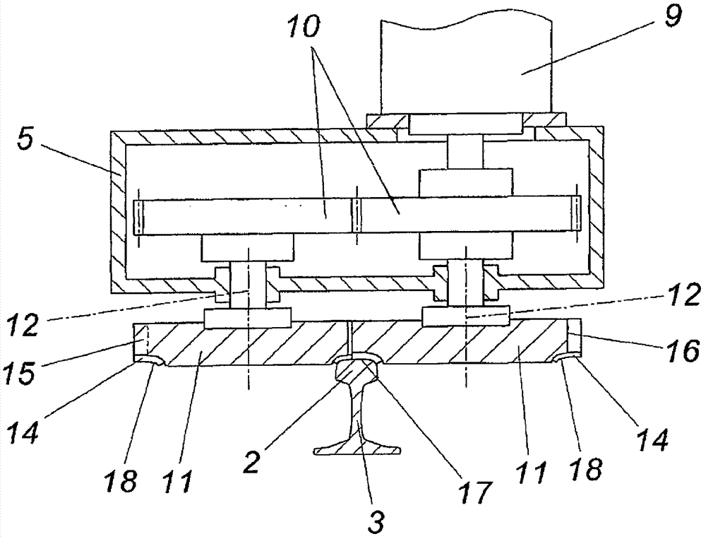 Device for reworking the running surface of a rail head by machining