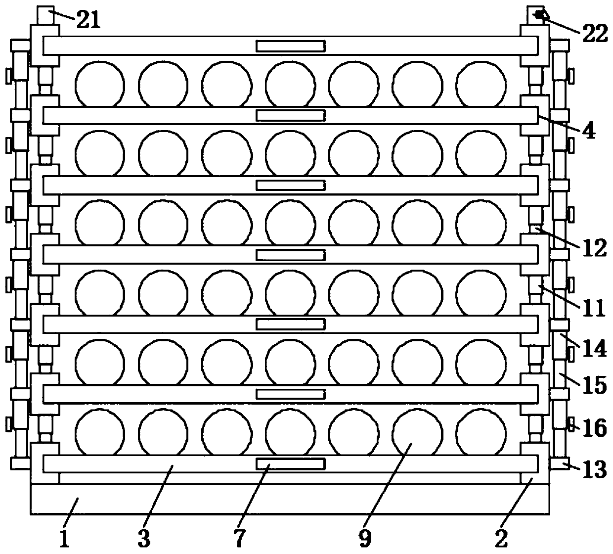 Wear-resisting steel ball tempering container with partition plates