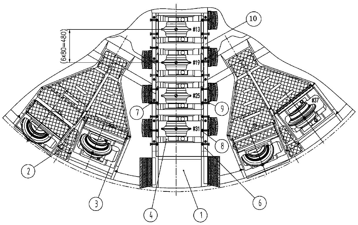 Shield machine cutter head with variable cutter spacing