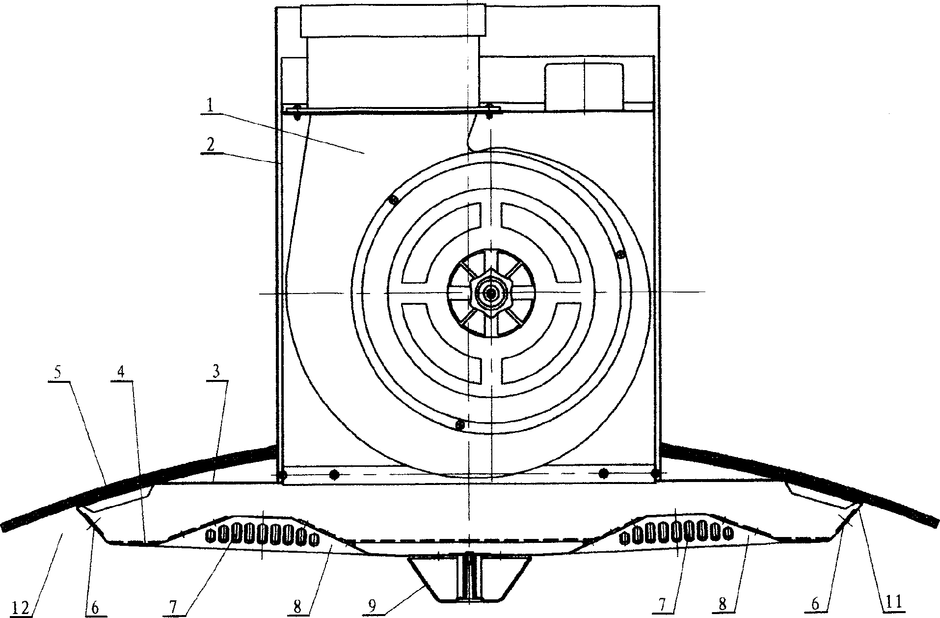 Fume exhaust fan of fume focusing cover with air inlet concave chamber