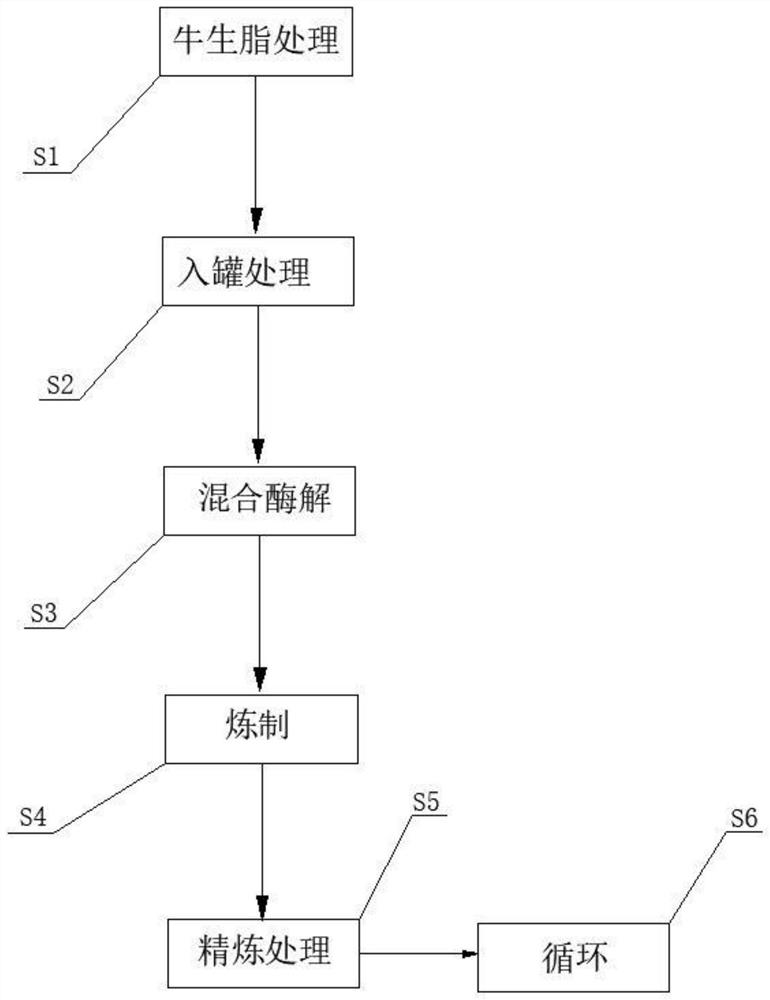 Preparation process of enzymolysis beef tallow