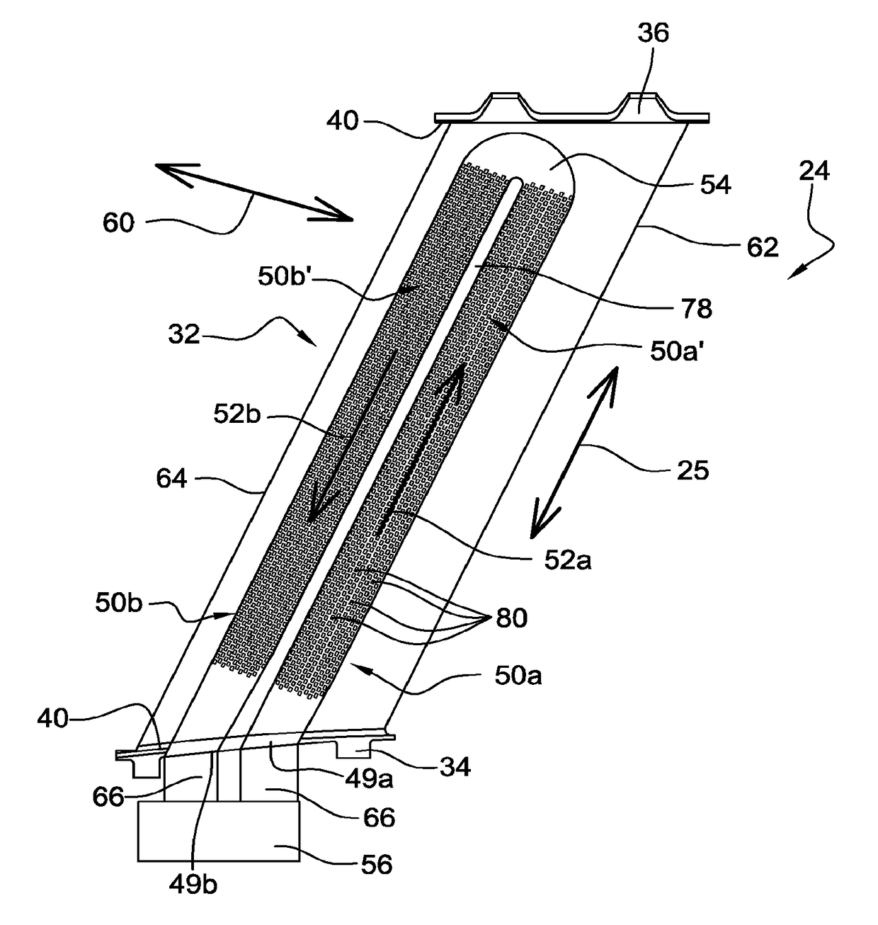 Output director vane for an aircraft turbine engine, with an improved lubricant cooling function using a heat conduction matrix housed in an inner duct of the vane