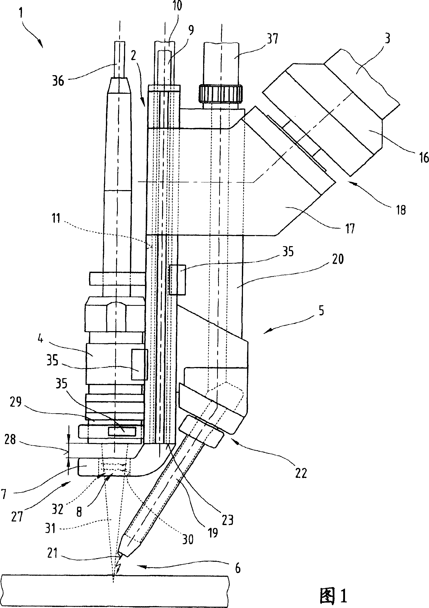 Cross-jet guiding device for hybrid laser welding