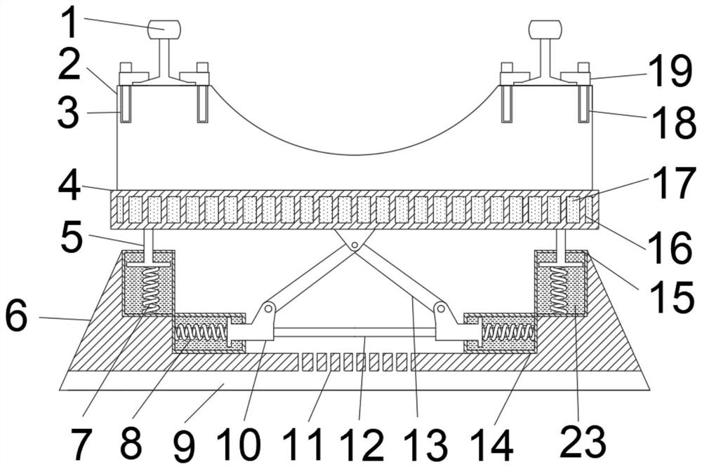 Railway monolithic track bed with good shock absorption performance