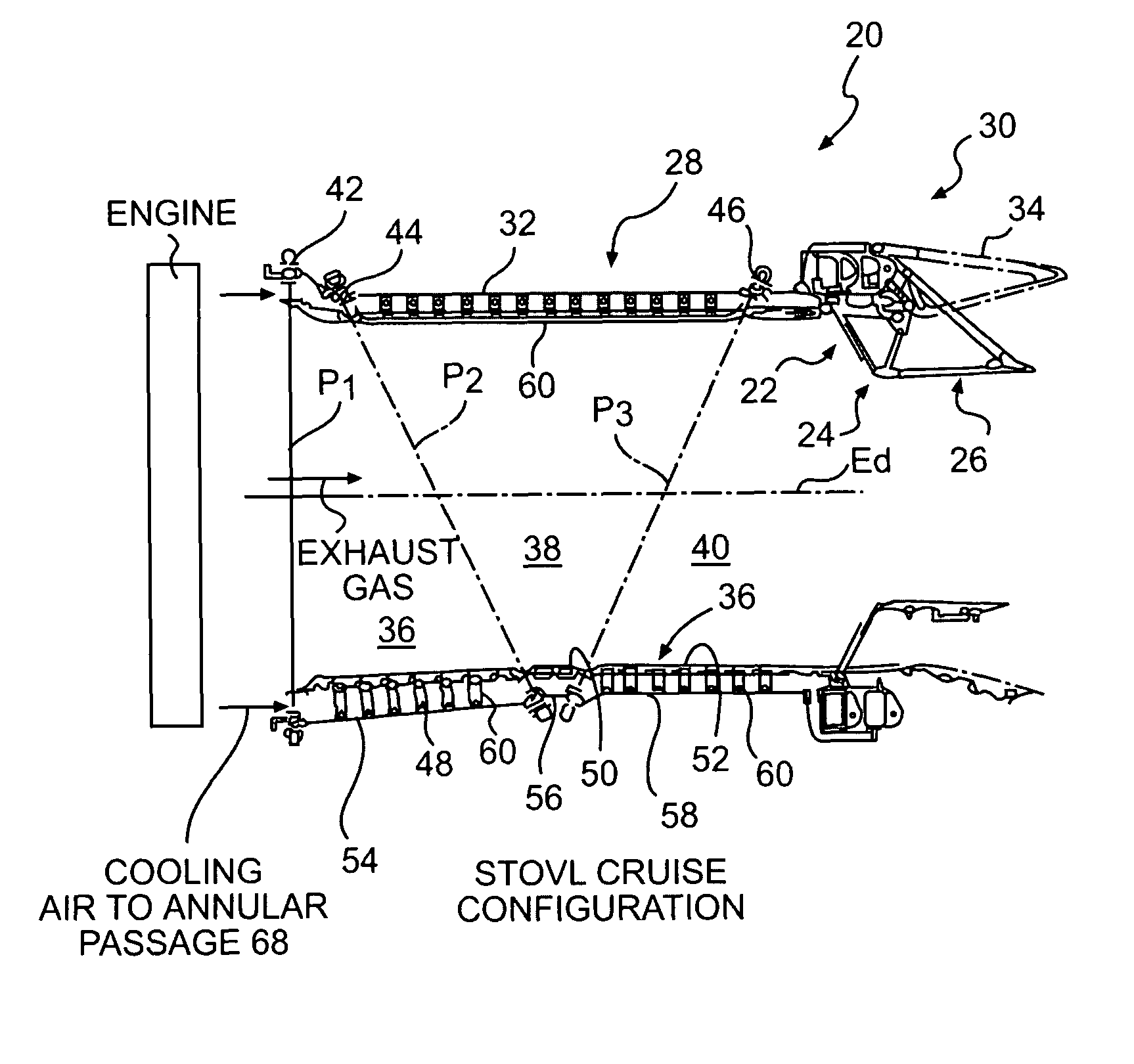 Low profile attachment hanger system for a cooling liner within a gas turbine engine swivel exhaust duct