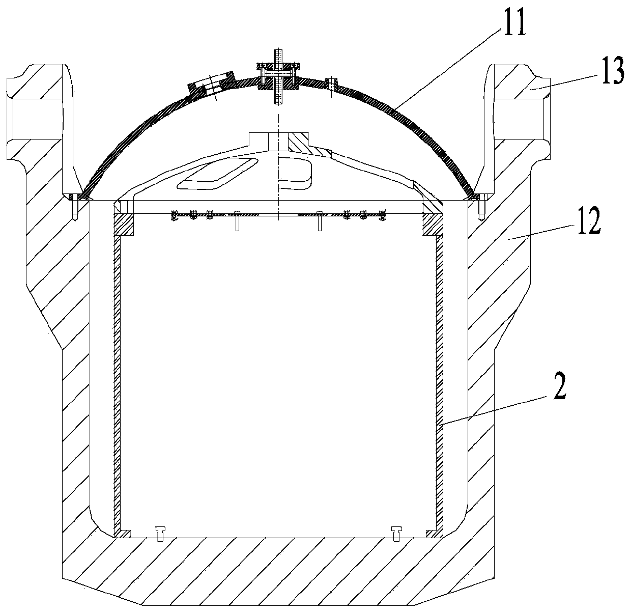 Material performance testing system under suspension type multi-field coupling action in supergravity environment