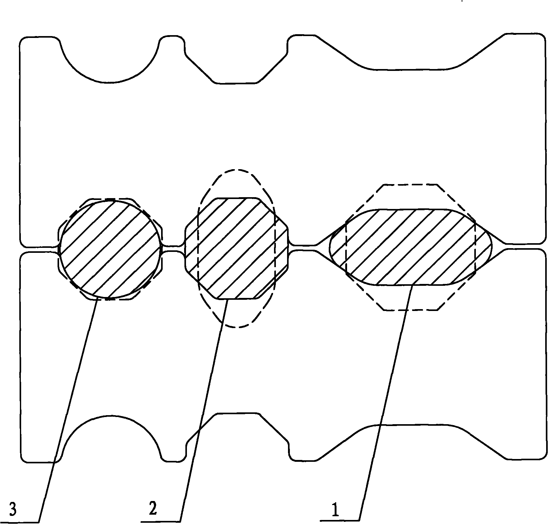 Hole type system and rolling process for super large diameter round steel production