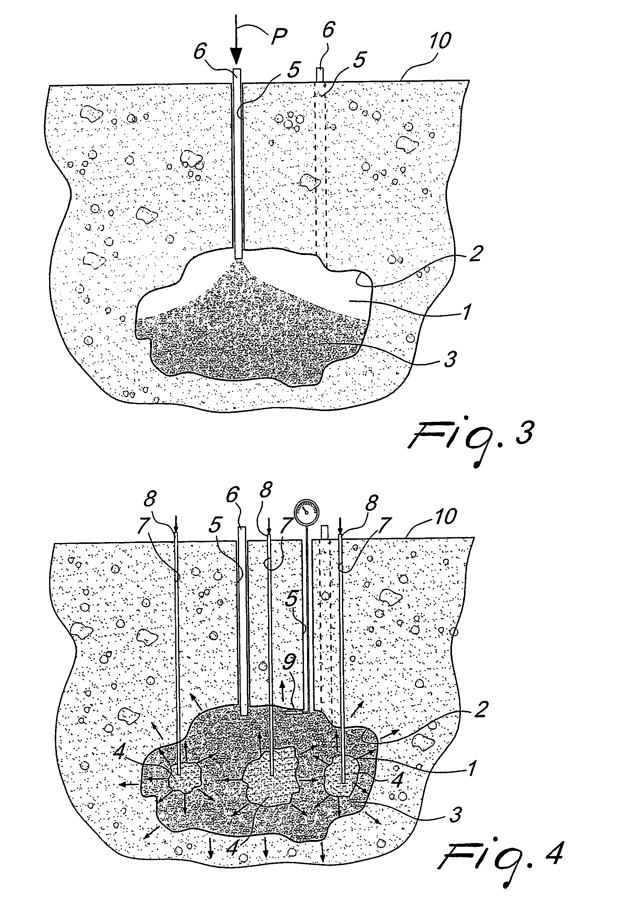 Method for saturating cavities present in a mass of soil or in a body in general