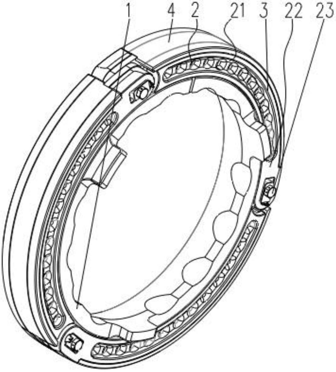 Short tire crown three-section type inner supporter of safety tire