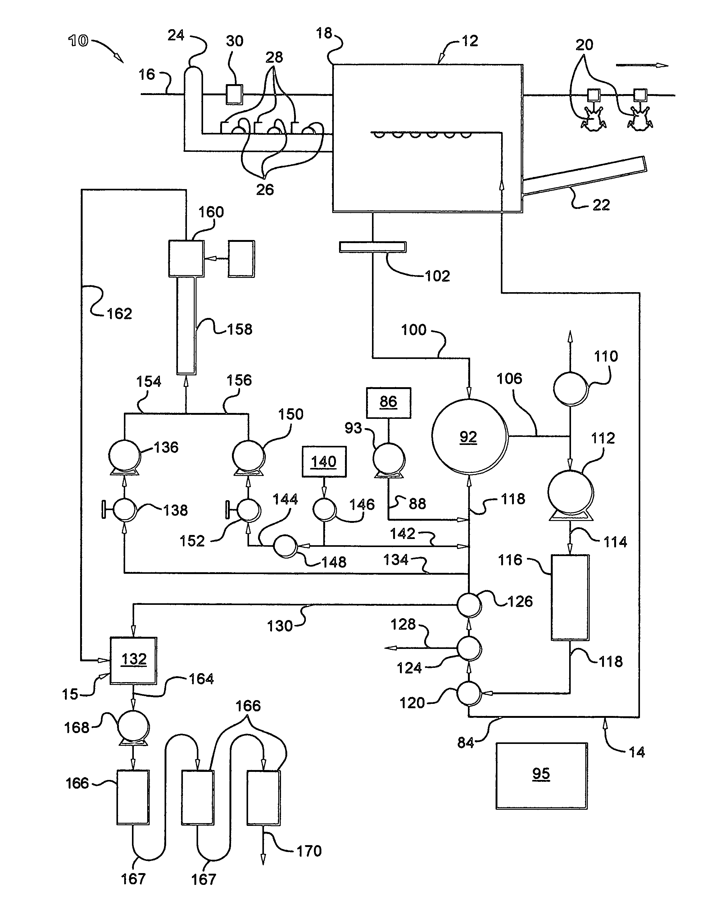 Application system with recycle and related use of antimicrobial quaternary ammonium compound