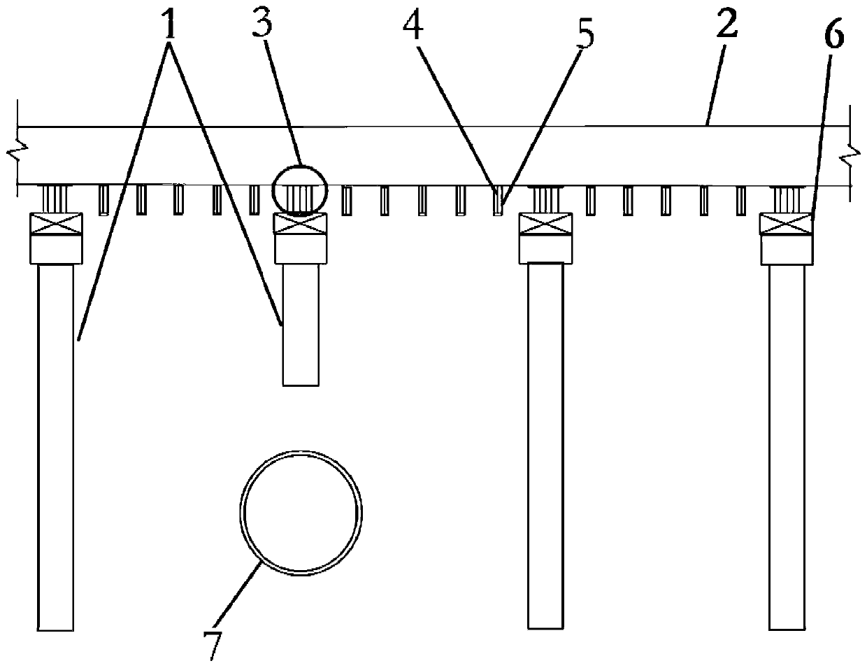 Railway track temporary supporting structure and construction method thereof