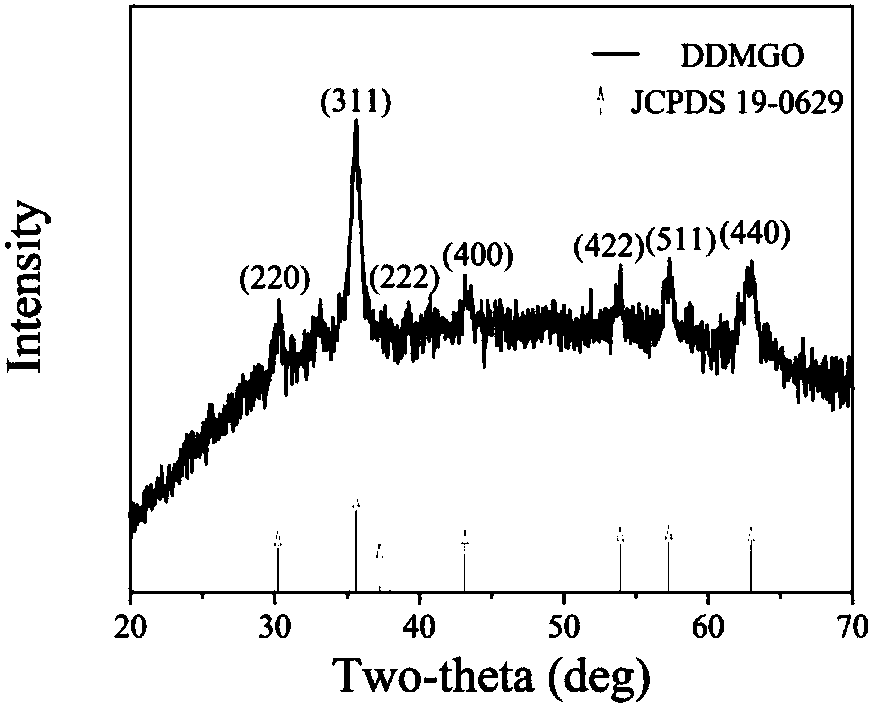 Method for treating tetracycline and ciprofloxacin single and compound polluted water by using modified graphene oxide