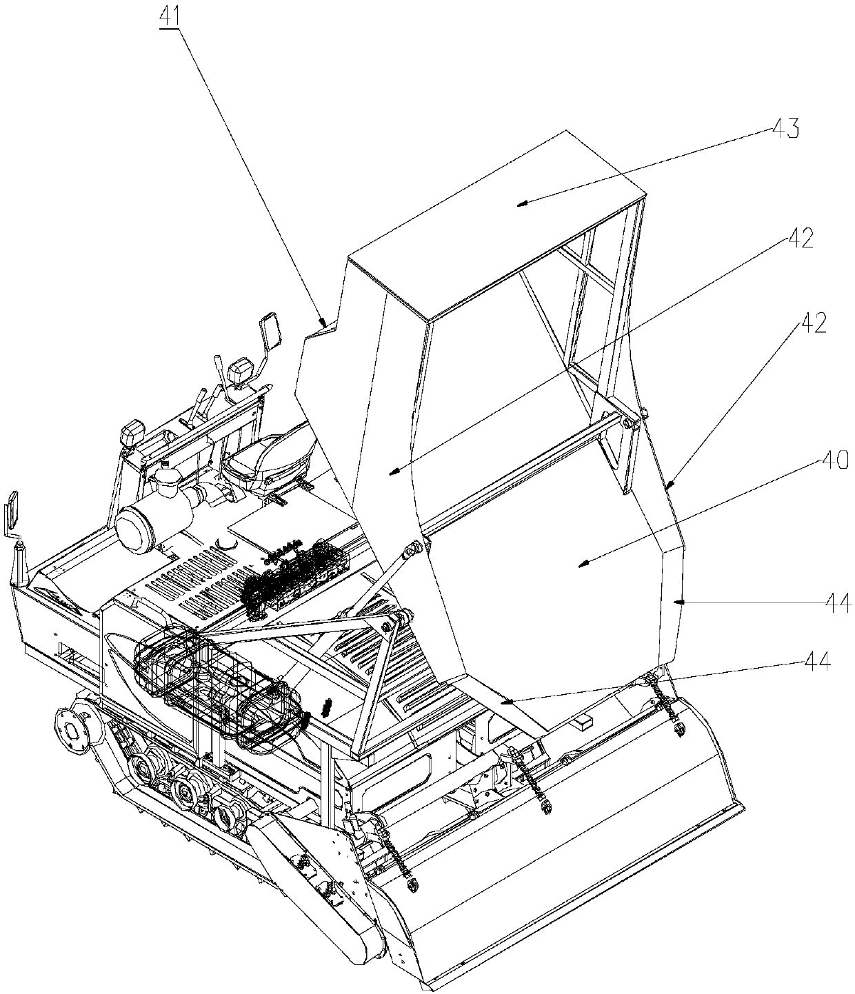 Rotary tiller having grain conveying bucket