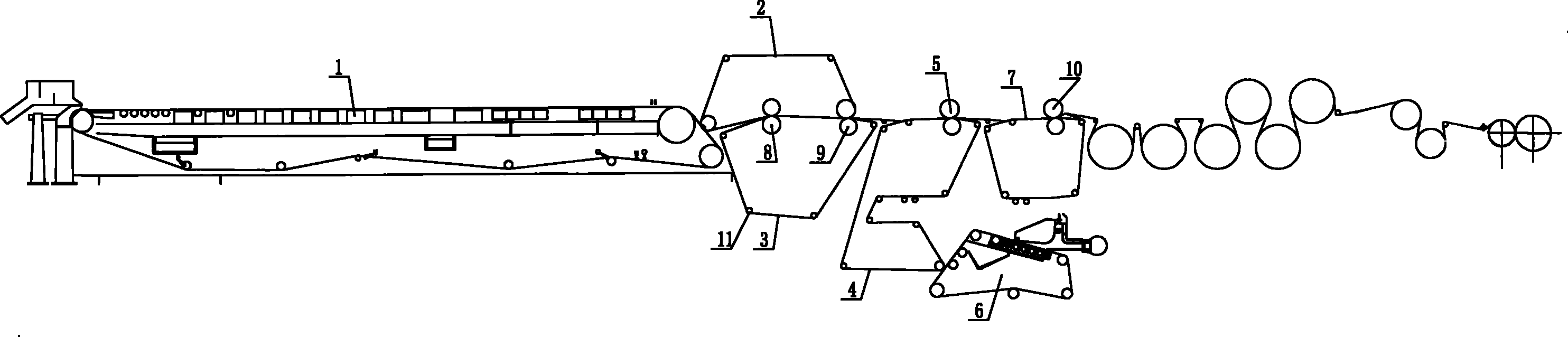 Combined paper making machine for electrolytic capacitor paper