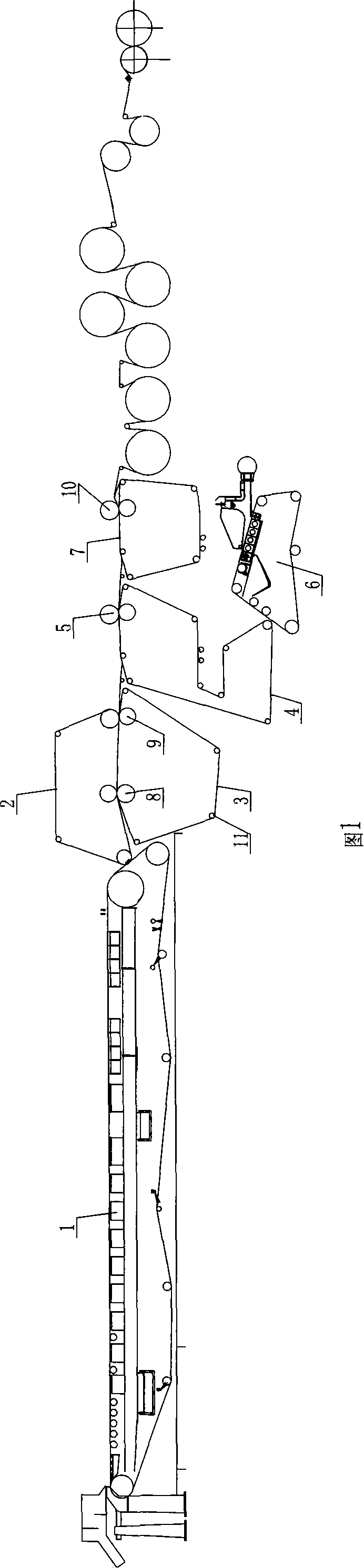 Combined paper making machine for electrolytic capacitor paper