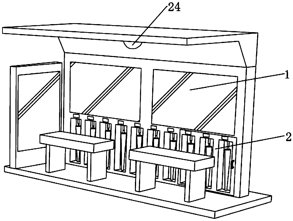 Shared umbrella based on urban bus station platform and using method of shared umbrella