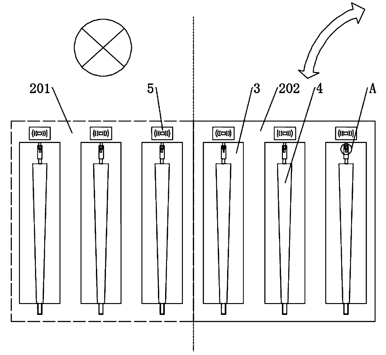 Shared umbrella based on urban bus station platform and using method of shared umbrella