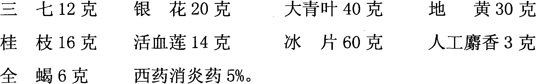 Fire treatment Chinese native medicine and western medicine liniment and preparation method thereof