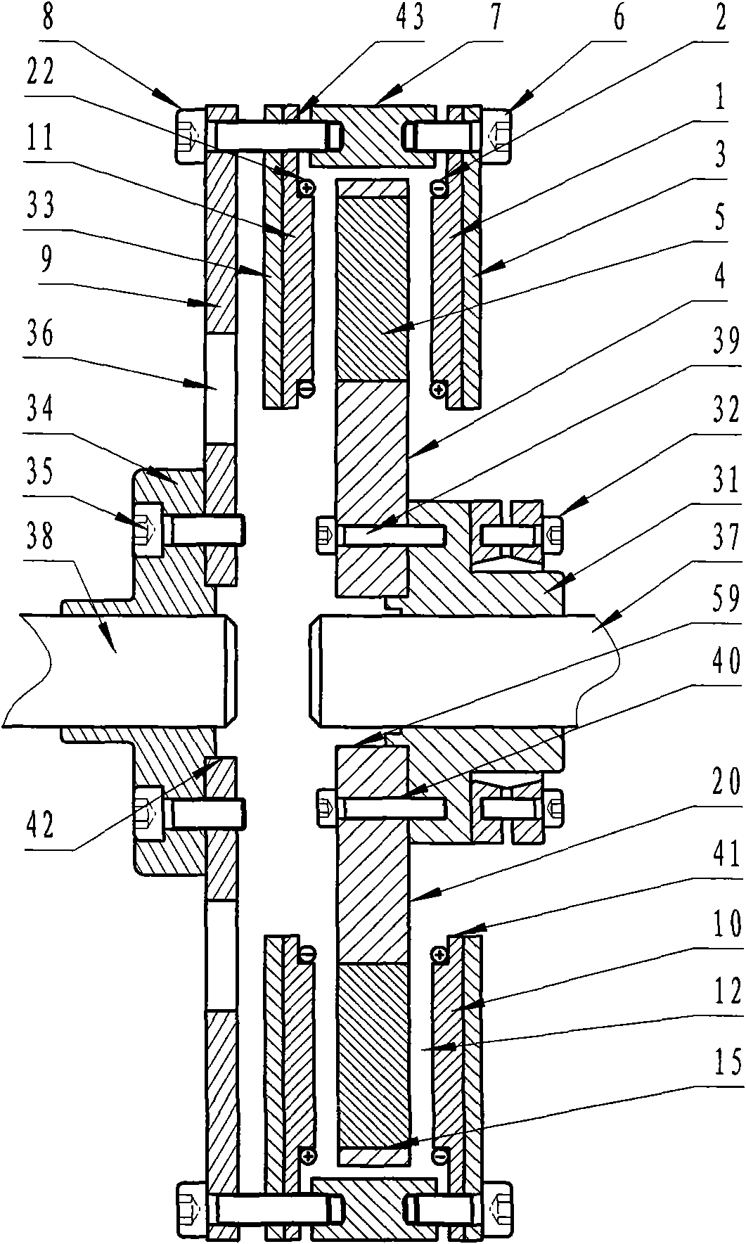 Efficient permanent magnet coupling device for transmission shaft