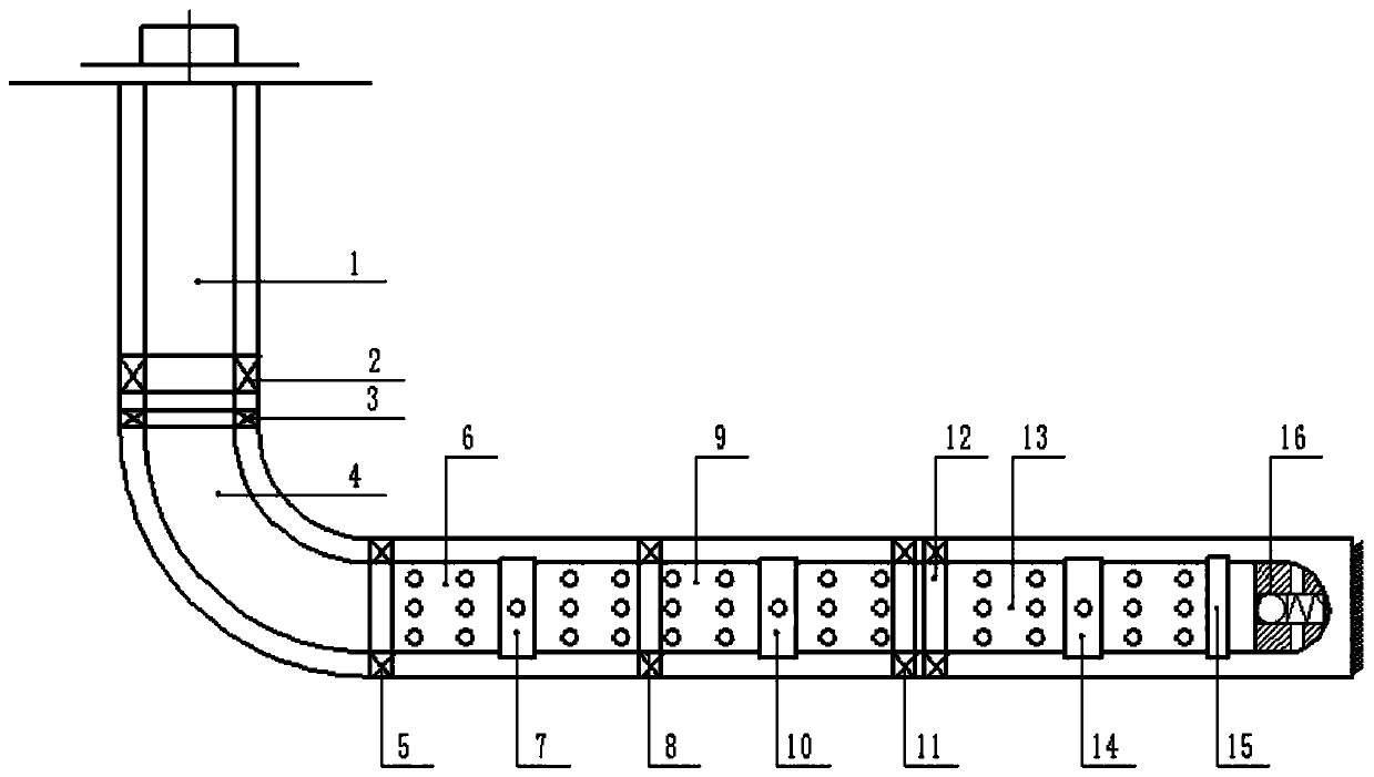 Open hole segmented acid fracturing easy-to-drill well completion production tubular column and working method thereof