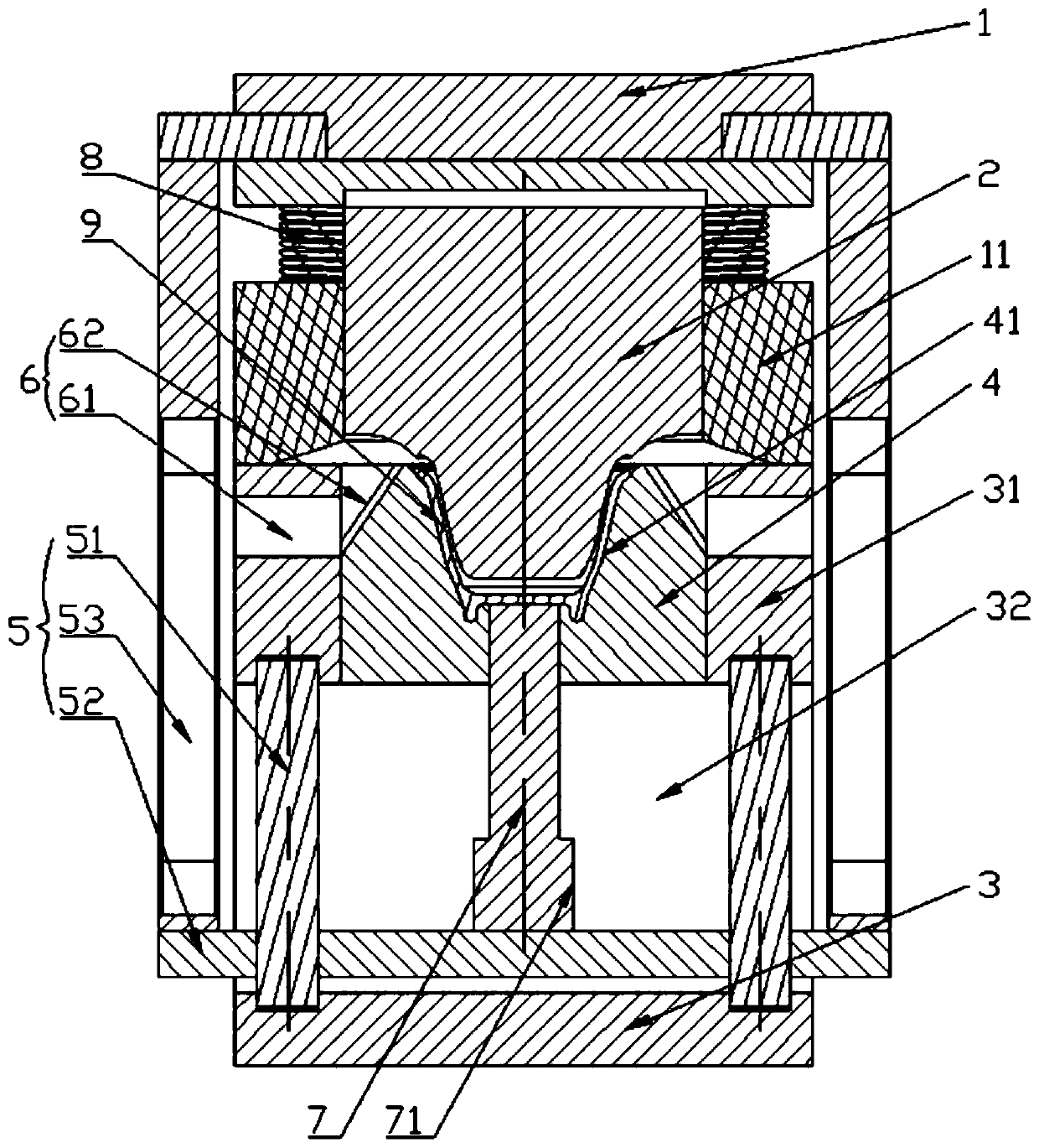 Pressing ceramic die and ceramic blank manufacturing method