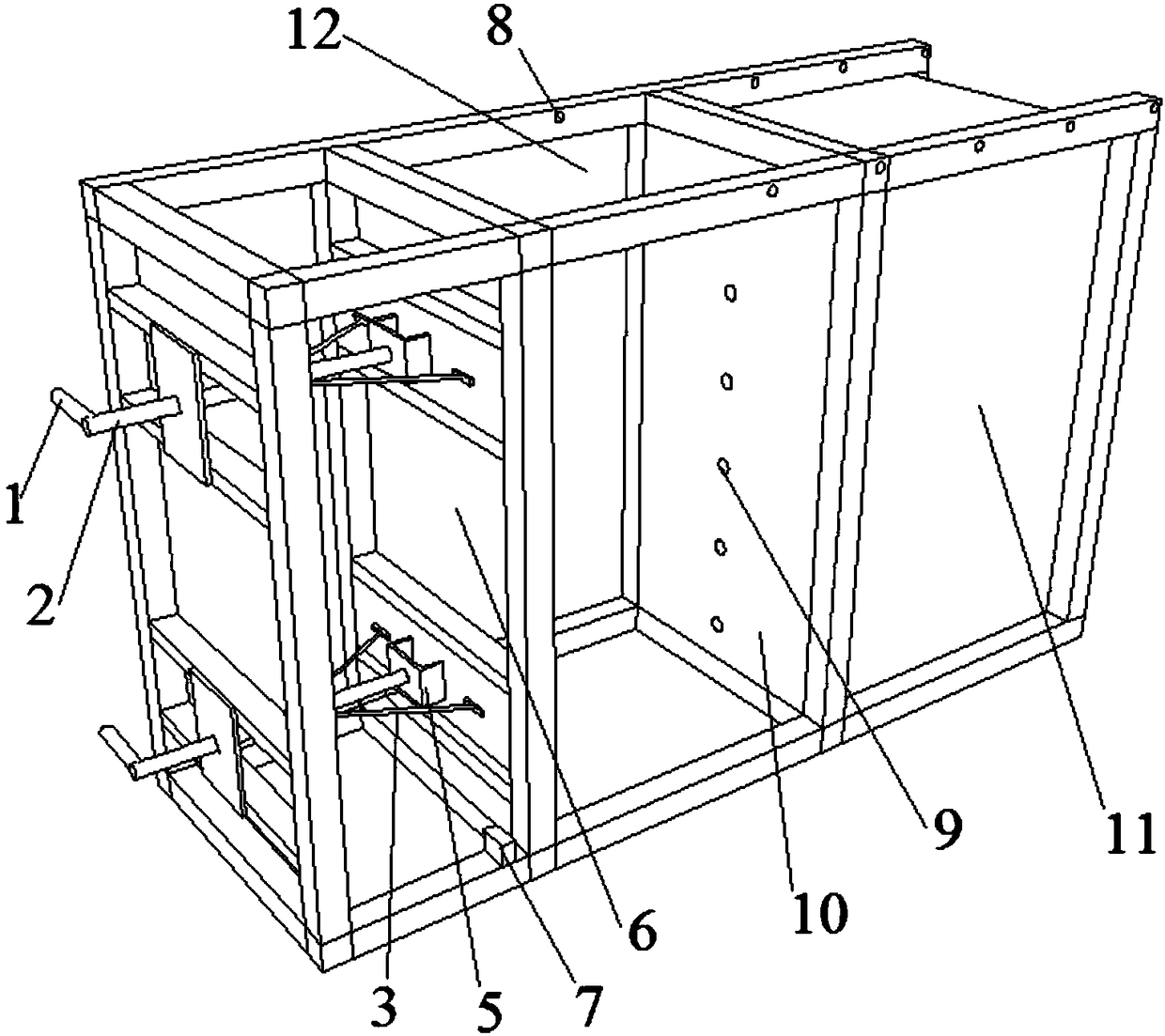 Device for measuring pressure of finite filling retaining wall under different displacement modes and testing method