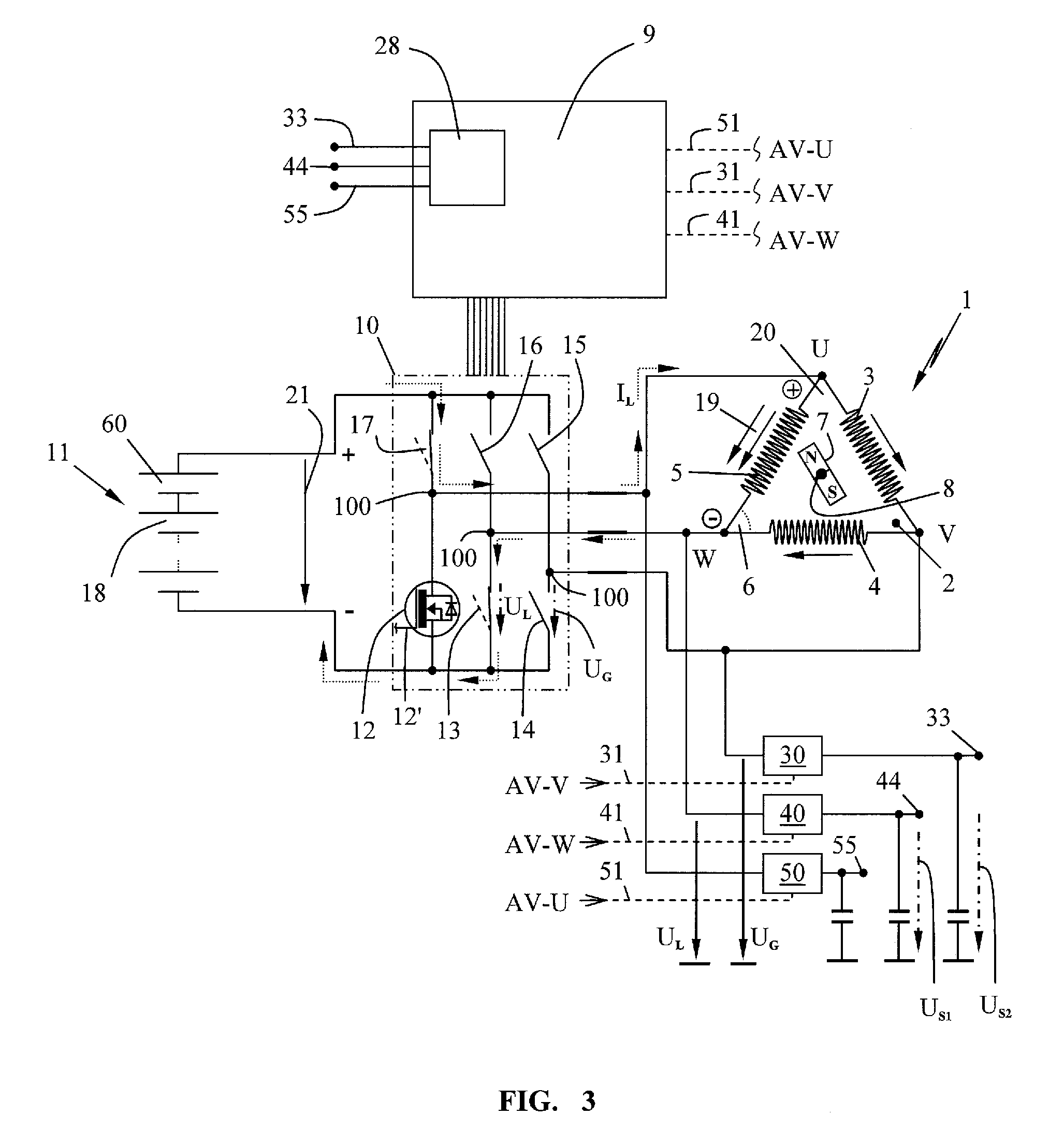 Battery operated electric motor in a work apparatus