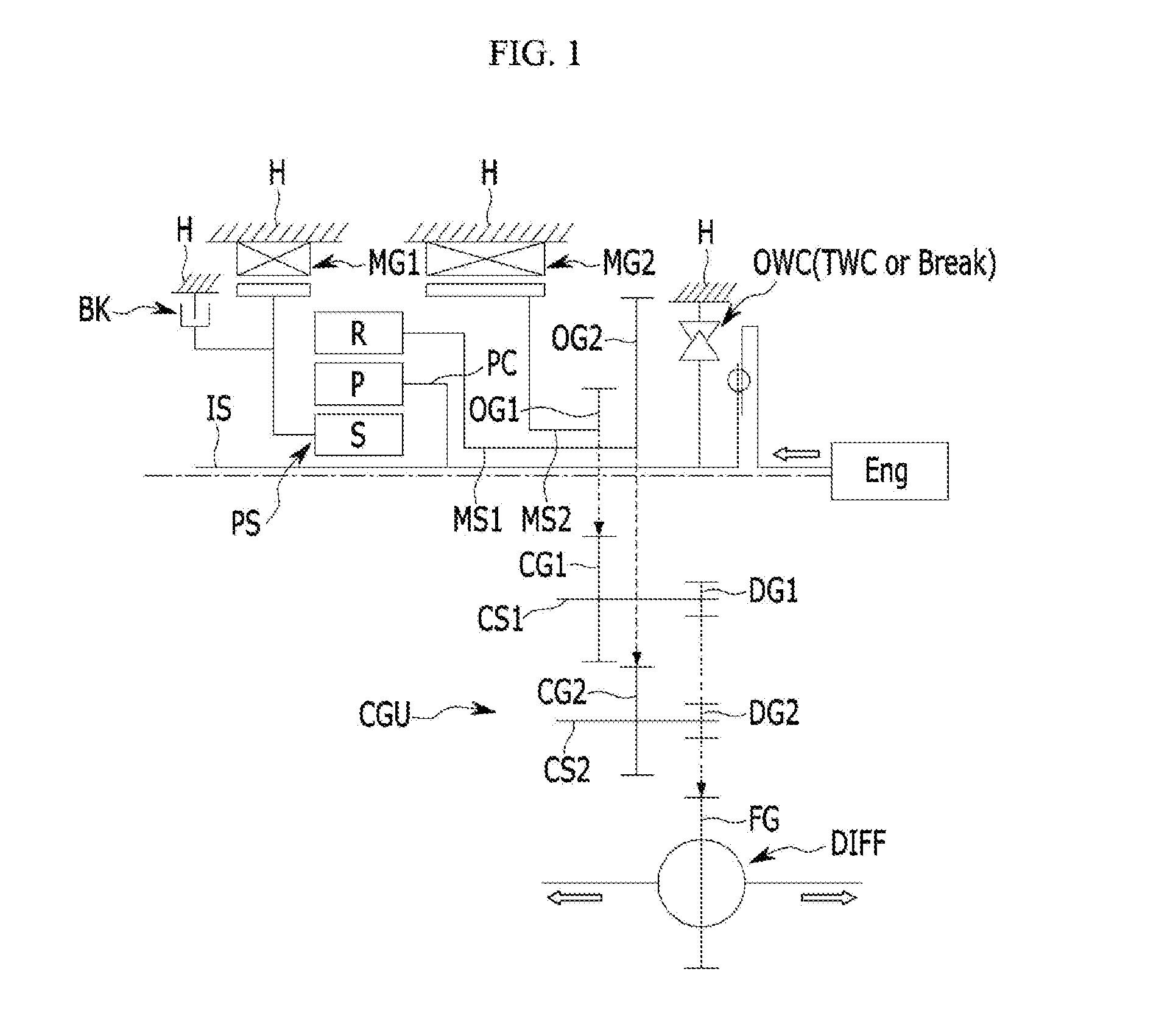 Transmission system of hybrid electric vehicle