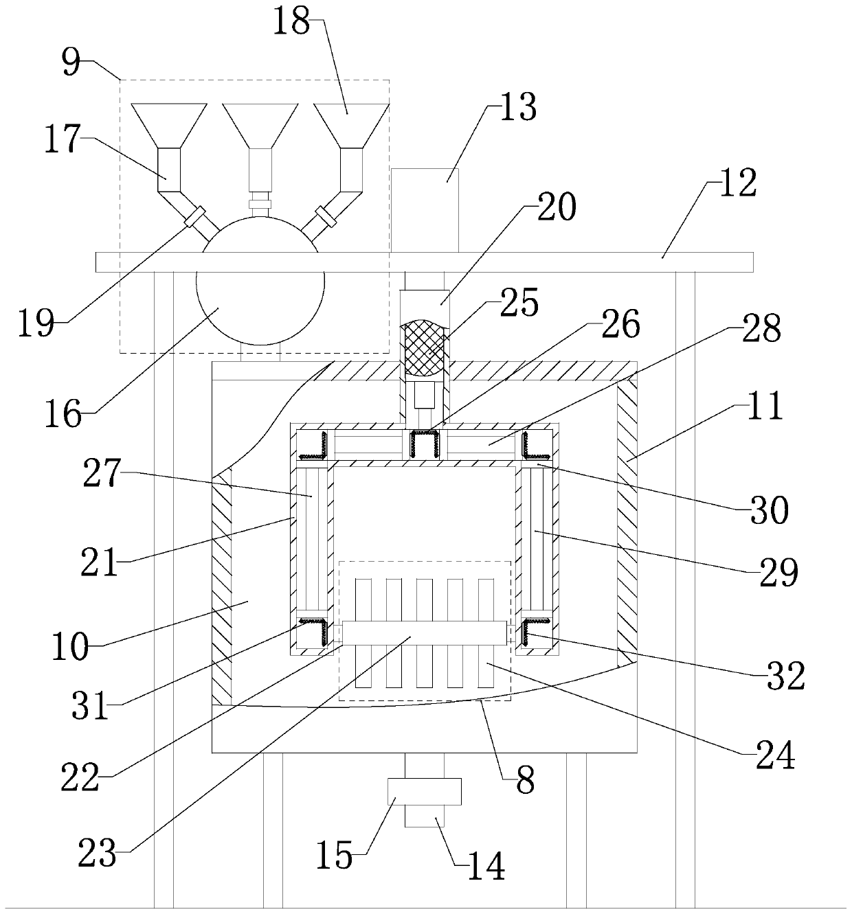 Degradable wound dressing preparation method and burdening equipment for dressing